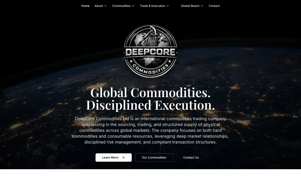 DeepCore Commodities website
